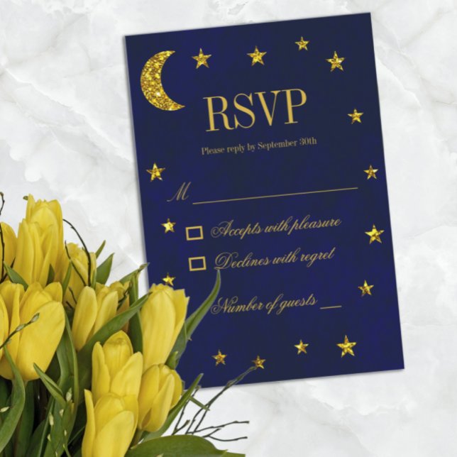 Celestial Night Sky Wedding RSVP Karte (Von Creator hochgeladen)
