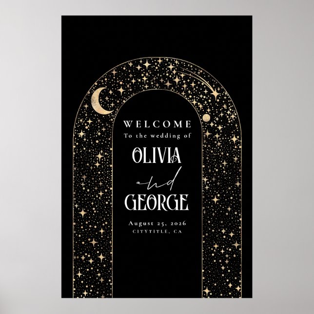 Celestial Night Stars Wedding Welcome Sign Poster (Vorne)