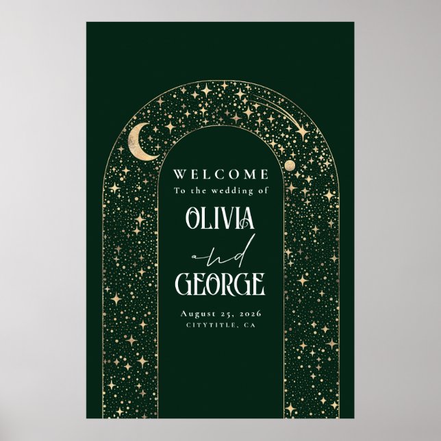 Celestial Night Stars Wedding Welcome Sign Poster (Vorne)