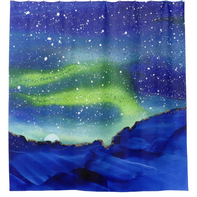 Celestial Northern Lights Artwork Duschvorhang (Vorderseite)