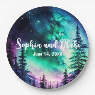 Celestial Northern Lights Hochzeit Pappteller