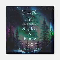 Celestial Northern Lights Wedding Save the Date