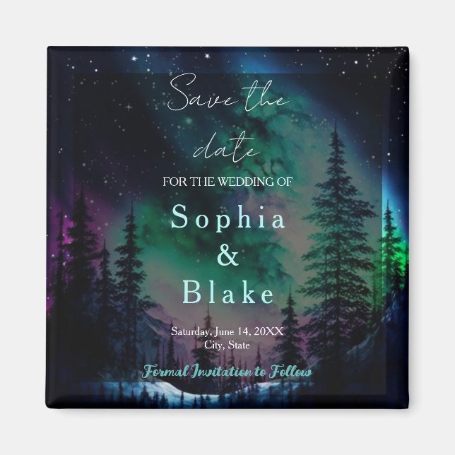 Celestial Northern Lights Wedding Save the Date Magnet (Vorne)