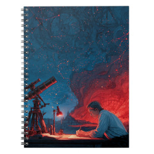 Celestial Observer Red Blue Star Map Notebook Notizblock