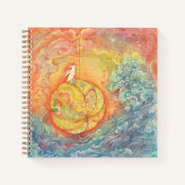 Celestial Orb: Winged Hare on Silken Brocade Notizbuch