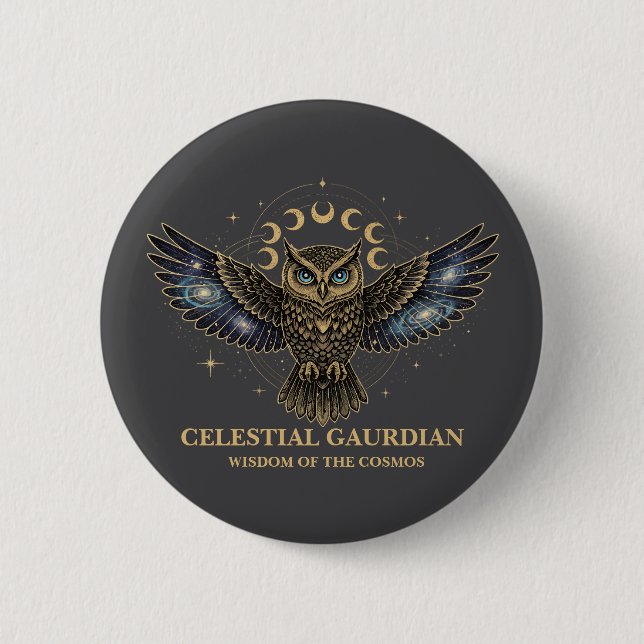 Celestial Owl Cosmic Guardian Button (Vorderseite)