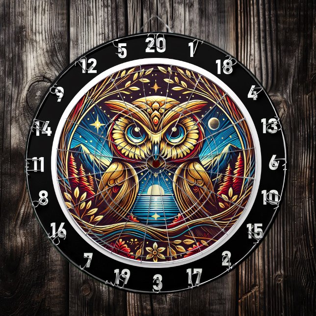 Celestial Owl Glow Dartboard Design Dartscheibe (Von Creator hochgeladen)