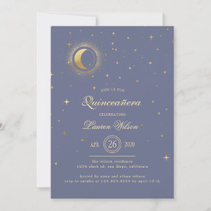 Celestial Pastel Gold Stars Quinceanera Einladung