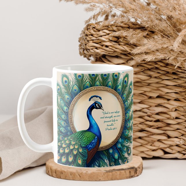 Celestial Peacock Bloom Bible Verse Kaffeetasse (Von Creator hochgeladen)