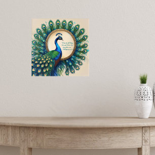 Celestial Peacock Bloom Bible Verse Poster