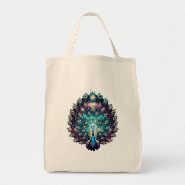 Celestial Peacock Doppelseitiges Tote Bag Tragetasche (Vorne)