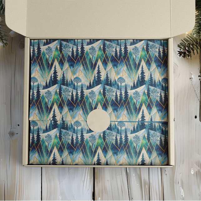 Celestial Pines Mountain Abstrakt Winter Seidenpapier (Von Creator hochgeladen)