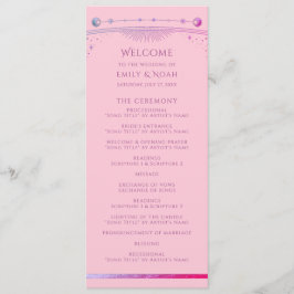 Celestial Pink Lila Sun Moon Stars Hochzeit Programm
