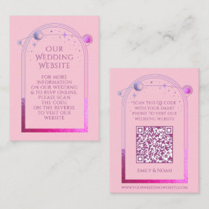 Celestial Pink Lila Wedding Website UAWG QR Code Begleitkarte