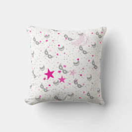 Celestial Pink Moon und Stars Mardi Gras Pillow Kissen