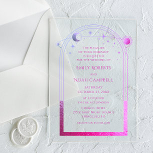 Celestial Pink Sun Moon Stars Galaxy Space Acryleinladungen