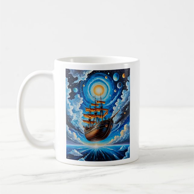 Celestial Pirate Ship Voyage T Shirt Design Kaffeetasse (Links)