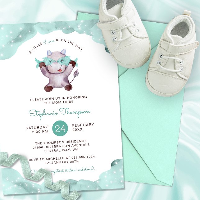 Celestial Pisces Astrologie Baby Dusche Einladung (Celestial Pisces Astrology Sign Baby Shower Invitation)