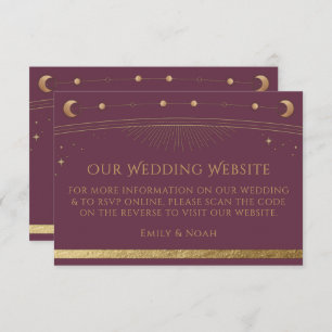 Celestial Plum Gold Wedding Website UAWG QR Code Begleitkarte