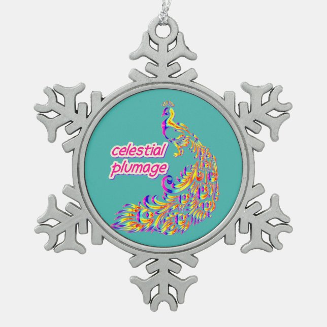 celestial plumage schneeflocken Zinn-Ornament (Vorderseite)