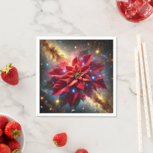 Celestial Poinsettia Festive Floral Decoupage Serviette