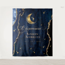 Celestial Quinceanera Midnight Welcome Sign Wandteppich