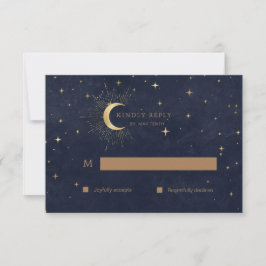 Celestial Quinceanera Moon Gold UAWG Response Card RSVP Karte