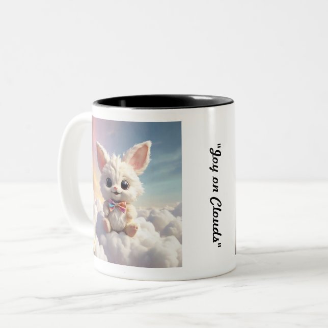 "Celestial Rabbit Joy" Zweifarbige Tasse (Vorderseite Links)