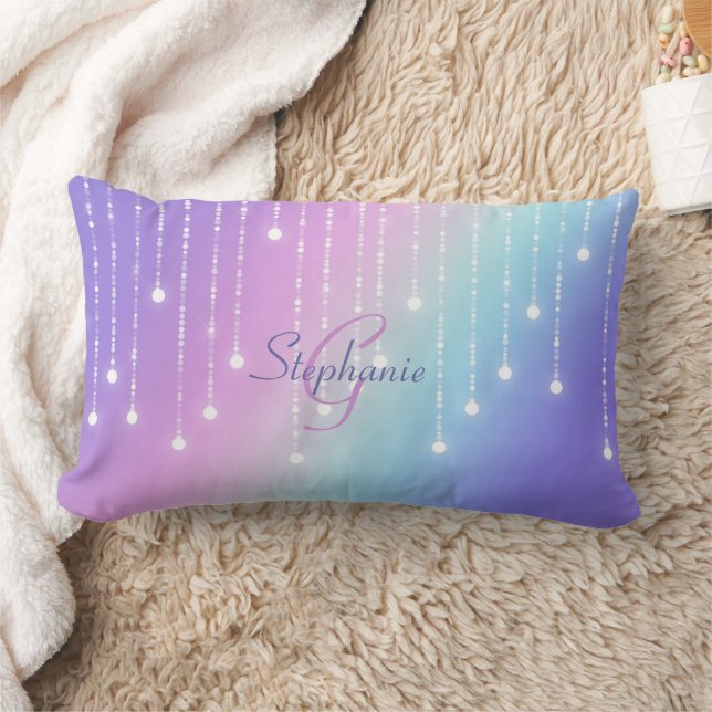 Celestial Rainbow Glitzer Tropfens Individuelle Na Lendenkissen (Decke)