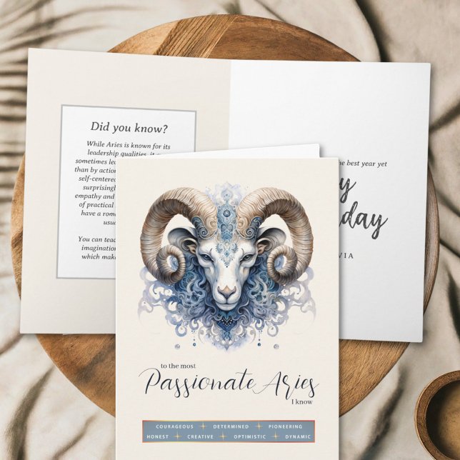 Celestial Ram Fantasy Zodiac Symbol Aries Birthday Karte (Von Creator hochgeladen)