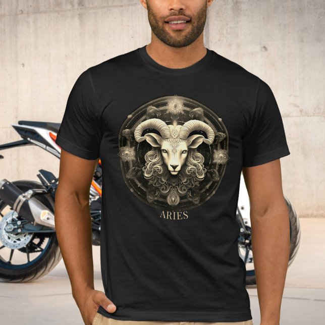 Celestial Ram Zodiac Symbol Fantasy Aries Mens T-Shirt (Von Creator hochgeladen)