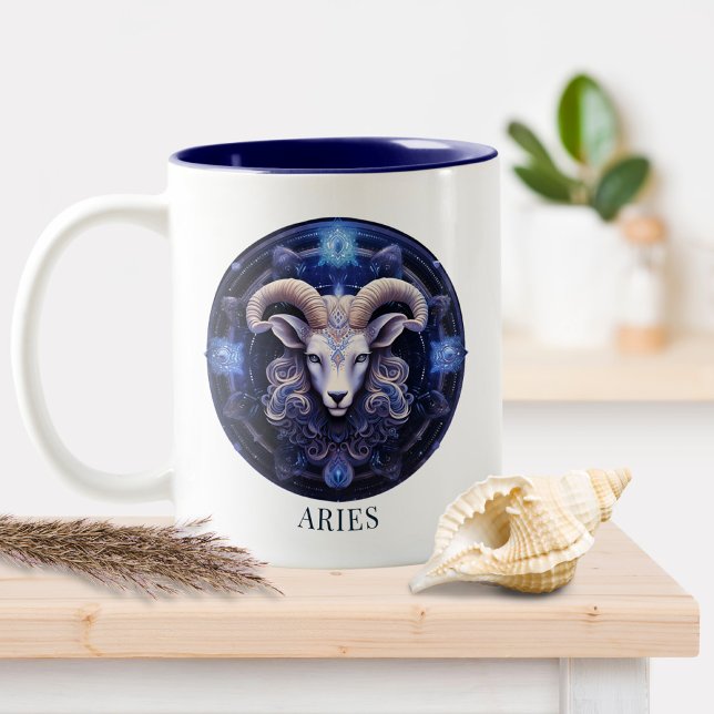 Celestial Ram Zodiac Symbol Fantasy Aries Zweifarbige Tasse (Von Creator hochgeladen)