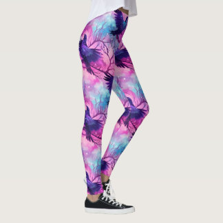 Celestial Raven Galaxy Pastel Halloween Muster Leggings