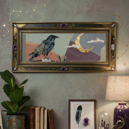 Celestial Raven Moon Art – Gothic Nature Poster