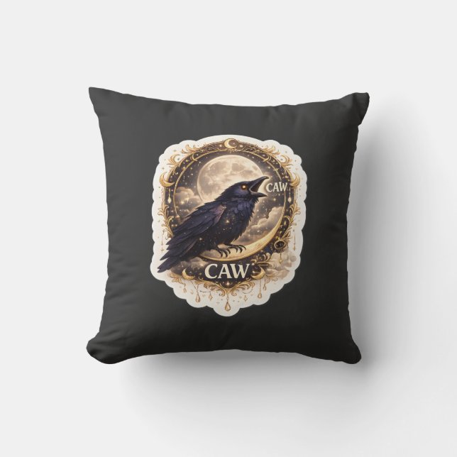 Celestial Raven Moon Gothic Night Nature Vibes Kissen (Vorderseite)