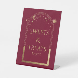 Celestial Red Gold Geburtstagsfeiern Süßigkeiten & Sockelschild