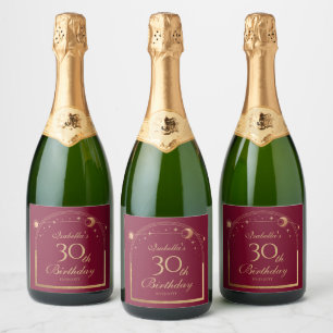 Celestial Red Gold Sun Moon Stars 30. Geburtstag