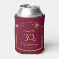 Celestial Red Gold Sun Moon Stars 30. Geburtstag