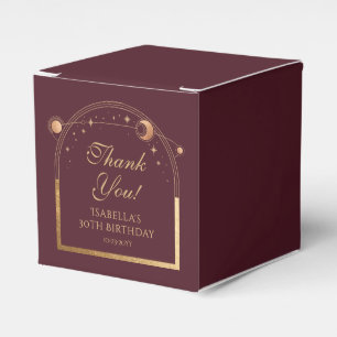 Celestial Red Gold Sun Moon Stars 30. Geburtstag Geschenkschachtel