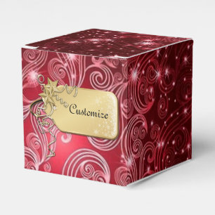 Celestial Red Wirbel & Stars Cube Favor Box Geschenkschachtel
