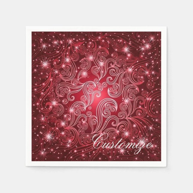 Celestial Red Wirbel & Stars Napkins Serviette (Vorderseite)