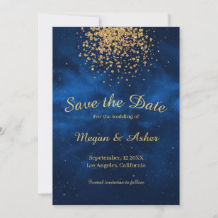 Celestial Romantic Modern Blue Universe Save The Date