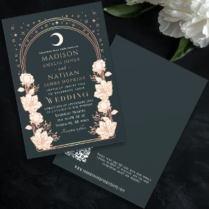Celestial Rose Gold Art Nouveau QR Code Hochzeit Einladung