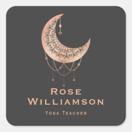 Celestial Rose Gold Crescent Moon Business Quadratischer Aufkleber