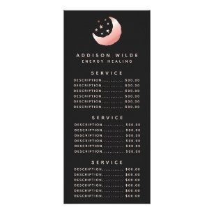 Celestial Rose Gold Crescent Moon Price Rack Card Werbekarte