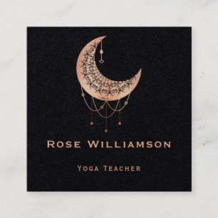 Celestial Rose Gold Crescent Moon Quadratische Visitenkarte