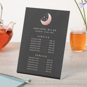 Celestial Rose Gold Crescent Moon Service Price Sockelschild