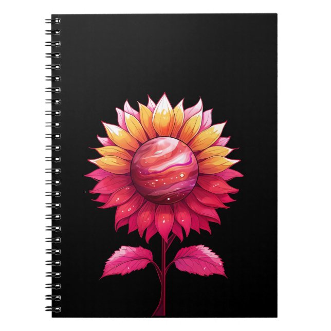 Celestial Rose schwarz Notizblock (Vorderseite)