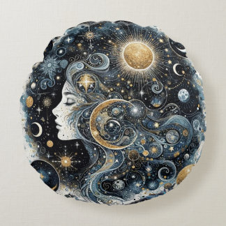 Celestial Round Throw Pillow Rundes Kissen