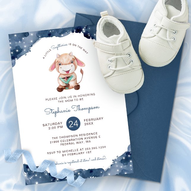 Celestial Sagittarius Astrologie Babydusche Einladung (Celestial Sagittarius Astrology Sign Baby Shower Invitation)